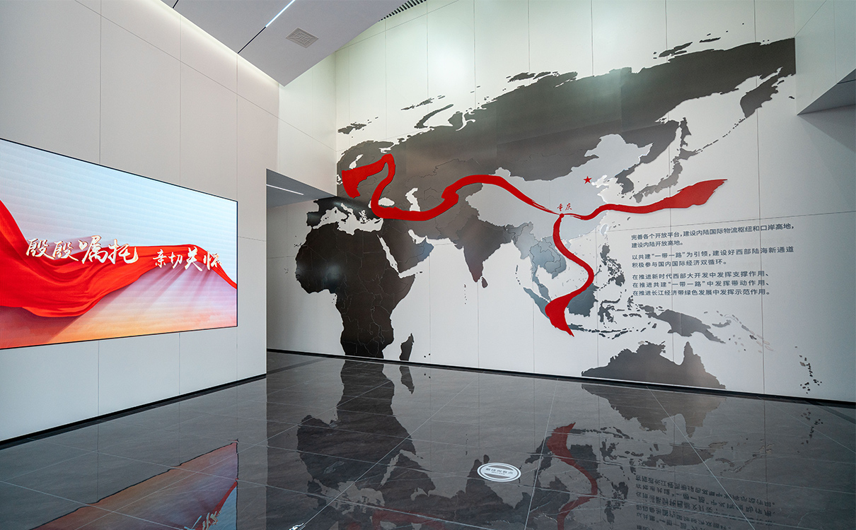 内陆国际物流枢纽展示中心一带一路地图墙